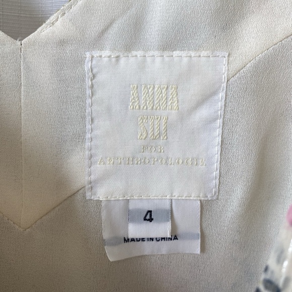 Anthropologie Anna Sui Dress Romantic Myotosis Midi Silk Cottagecore Ruffle Sz 4 - Picture 4 of 13